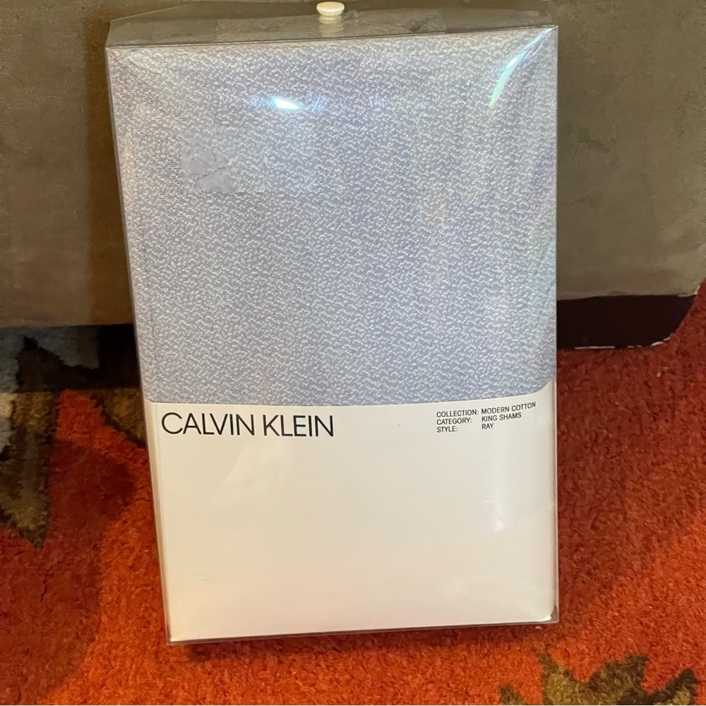 COPY - Calvin Klein Home Modern Cotton King Shams Ray Style Light Blue Set …